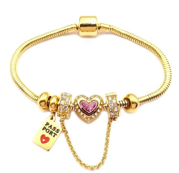 Çelik Pasaport Charm Gold Bileklik