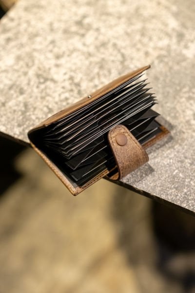 Accordion Deri Kartlık Kahve