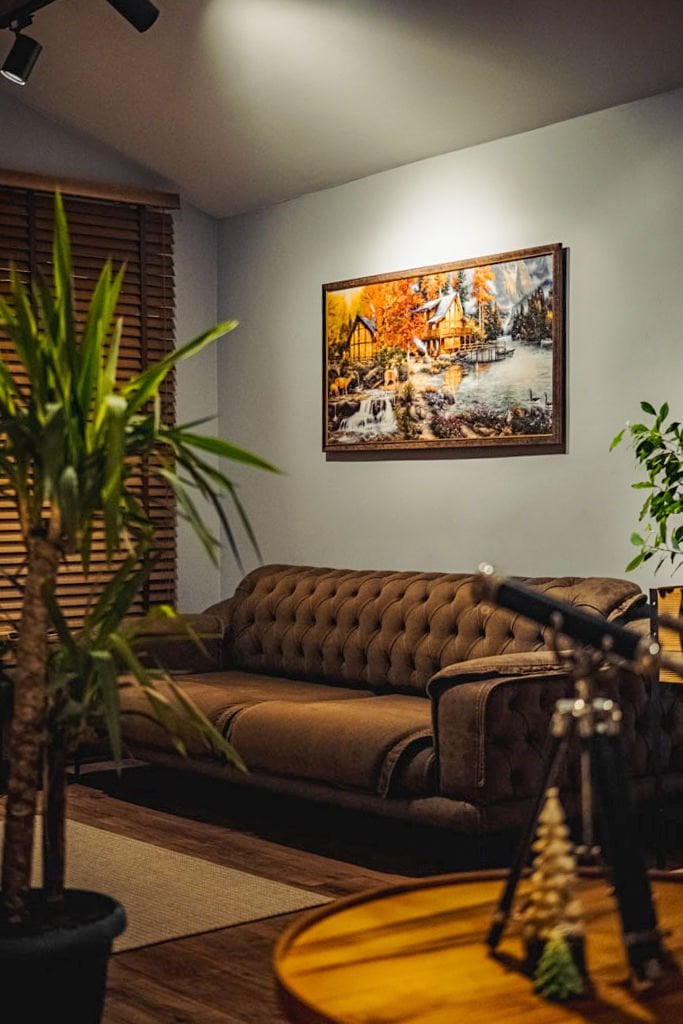 Dağ Evi Manzaralı / Vintage Ahşap Çerçeve