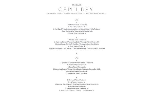 Tanburi Cemil Bey Külliyattan Seçmeler 33-Lp (2 Plak)