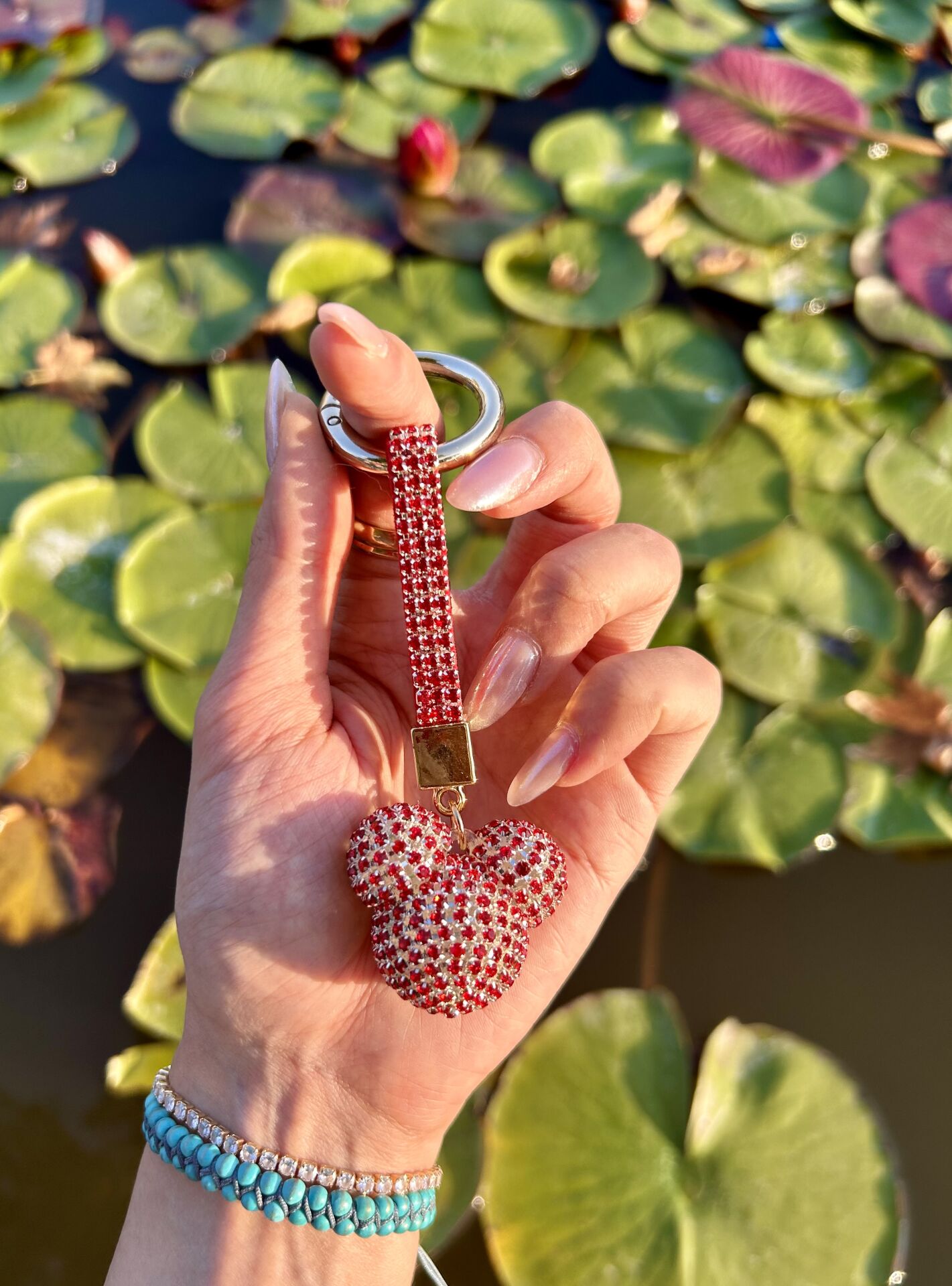 Swarovski Taşlı Mickey Kırmızı Anahtarlık