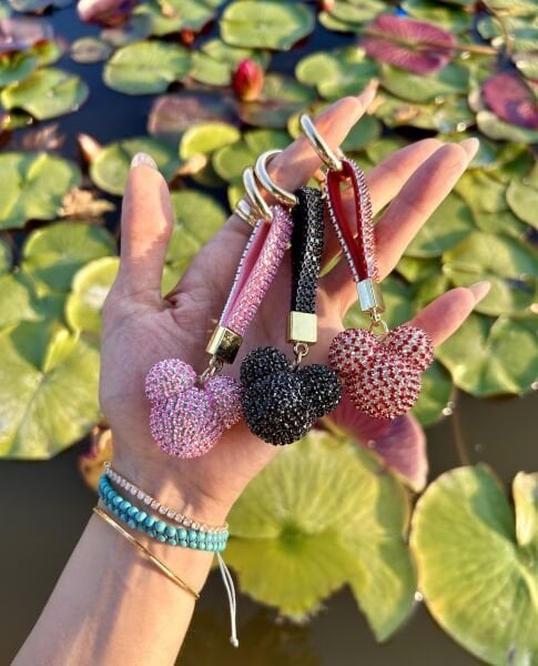Swarovski Taşlı Mickey Kırmızı Anahtarlık