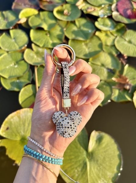 Swarovski Taşlı Mickey Siyah-Beyaz Anahtarlık
