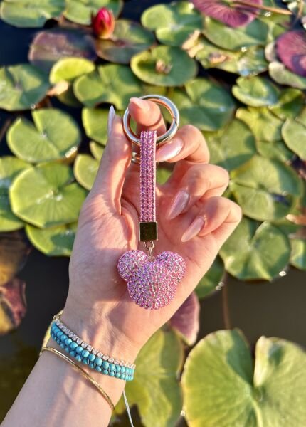 Swarovski Taşlı Mickey Pembe Anahtarlık