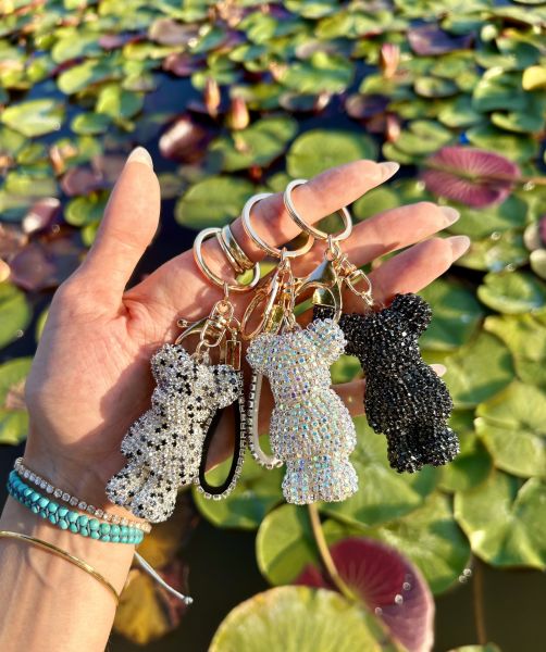 Swarovski Taşlı Ayıcık Beyaz Anahtarlık